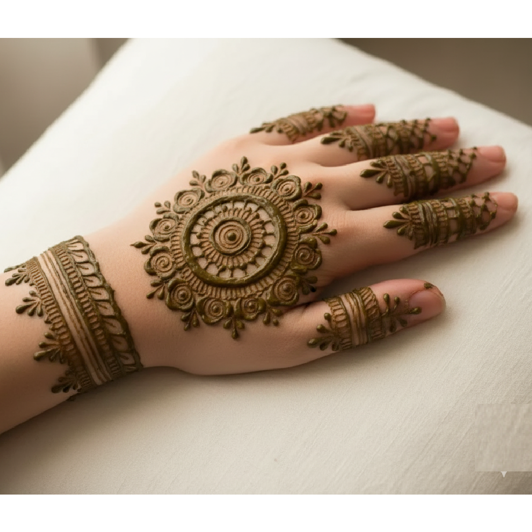 Elegant Circular Floral Mehndi Design Stencil