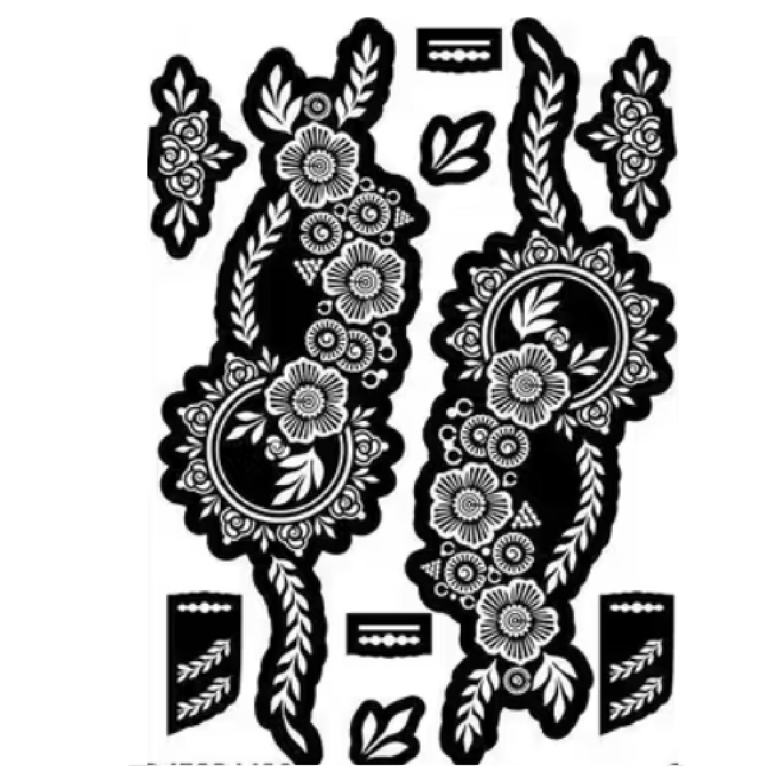 Delicate Floral Chain Mehndi Design Stencil