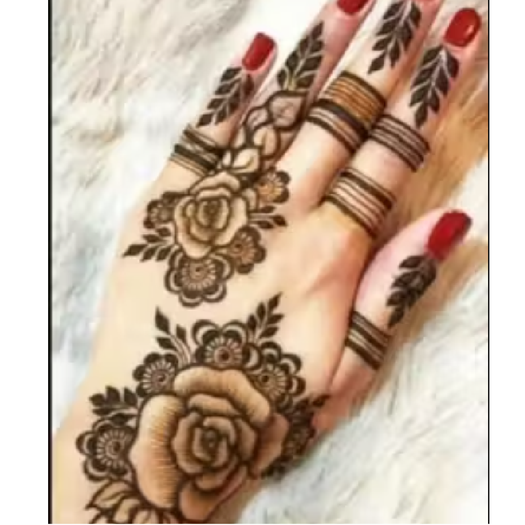 Elegant Rose Mehndi Design Stencil