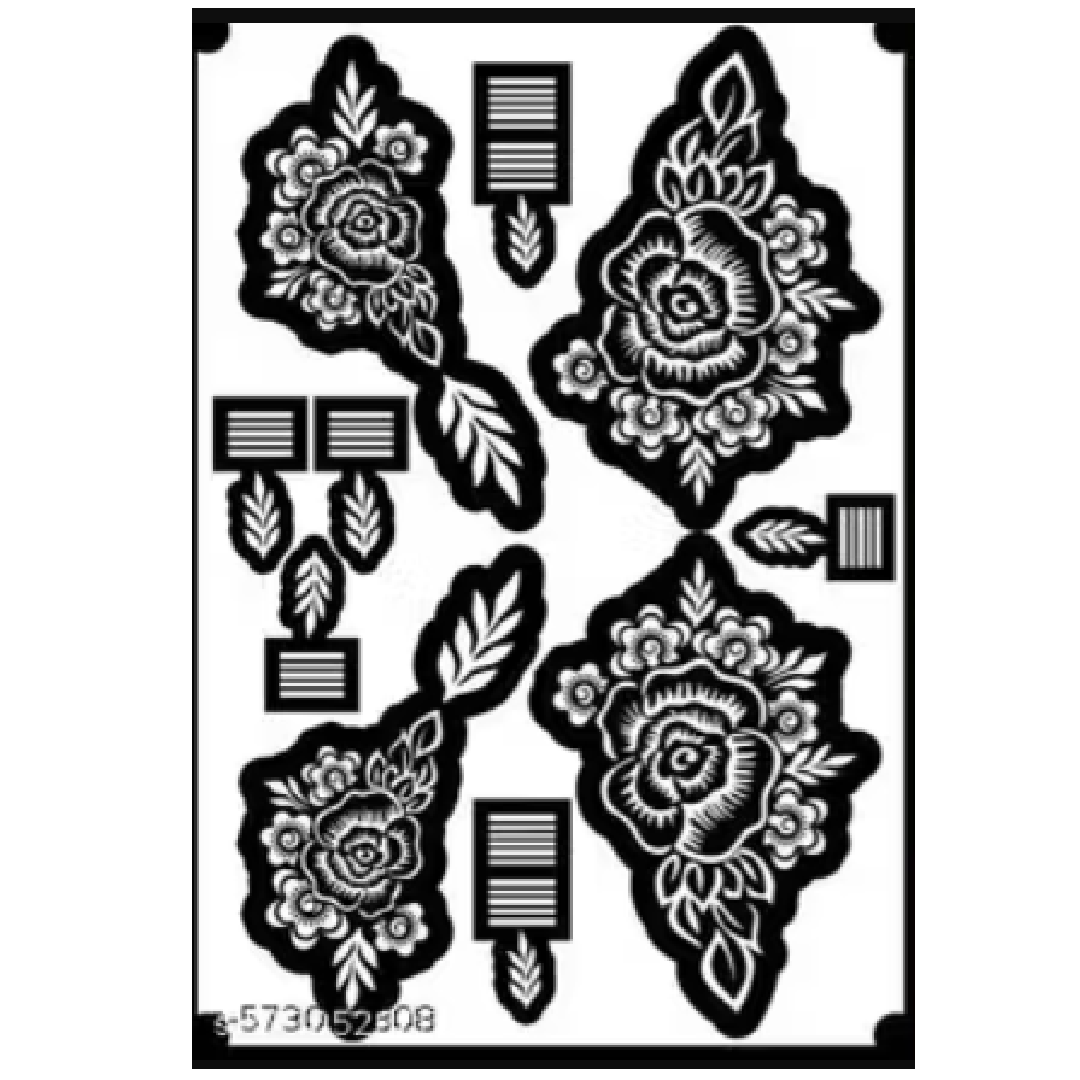 Elegant Rose Mehndi Design Stencil