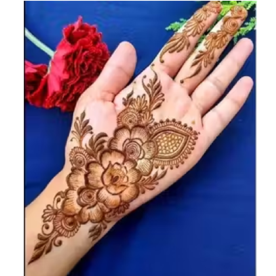 Flowing Floral Vine Mehndi Design Stencil