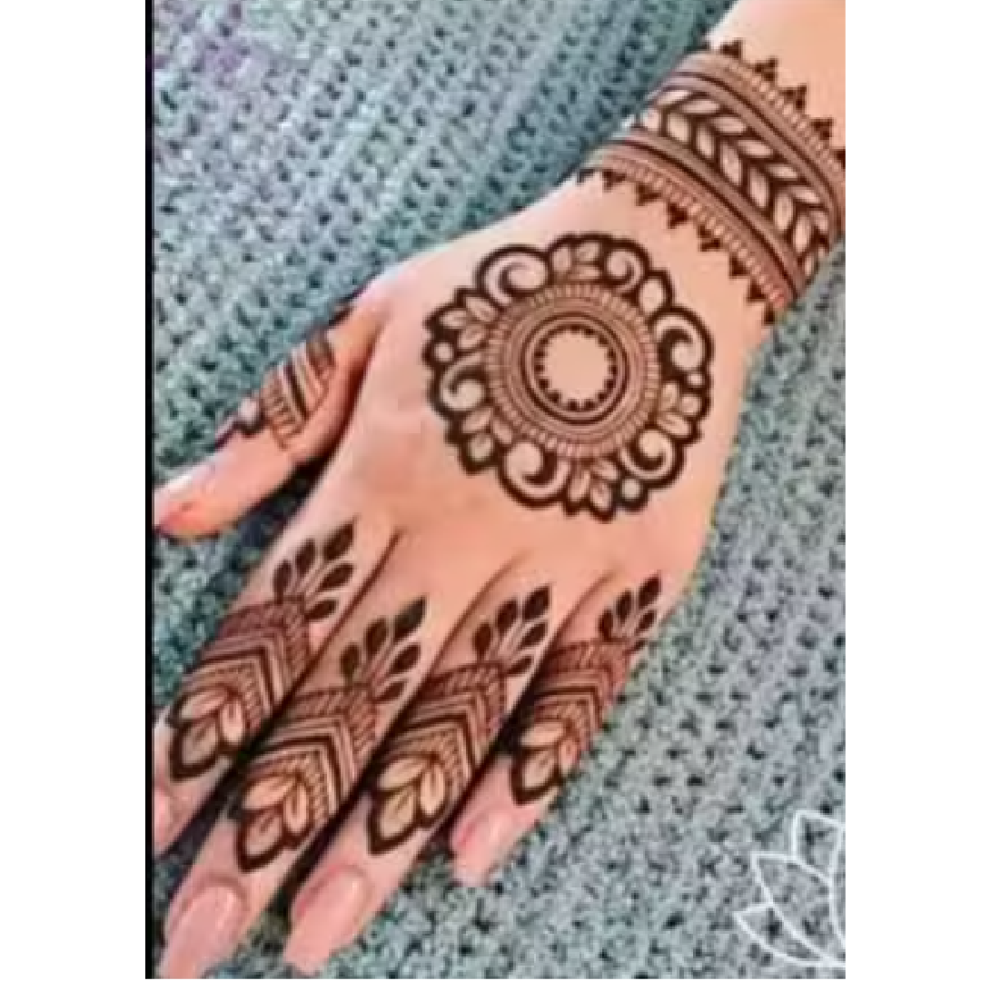 Simple Mandala with Leaf Finger Patterns Stencil