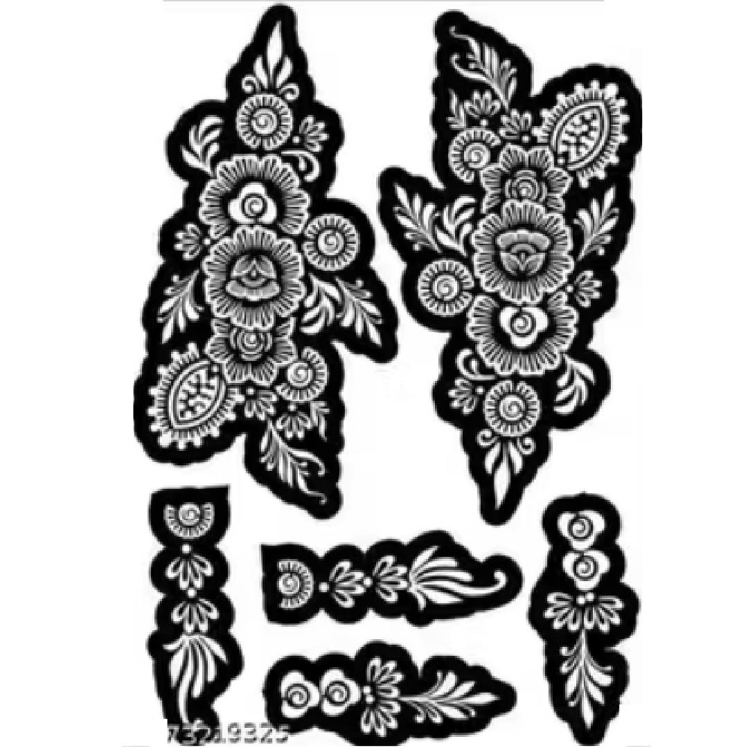 Flowing Floral Vine Mehndi Design Stencil