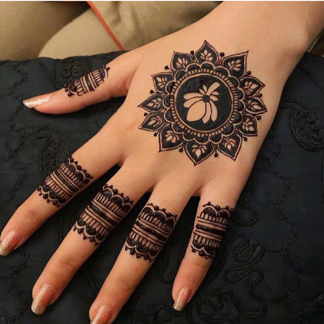 Bold Floral Mandala Mehndi Design Stencil