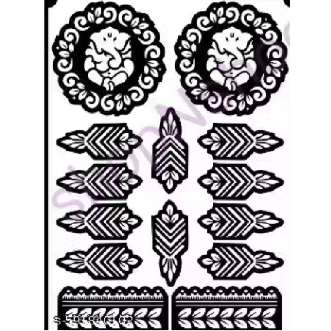 Simple Mandala with Leaf Finger Patterns Stencil