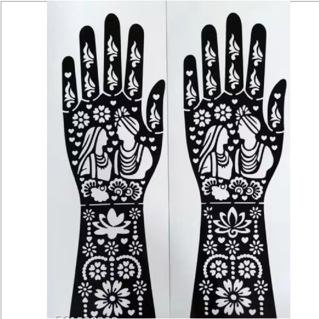 Bride and Groom Theme Mehndi Design Stencil
