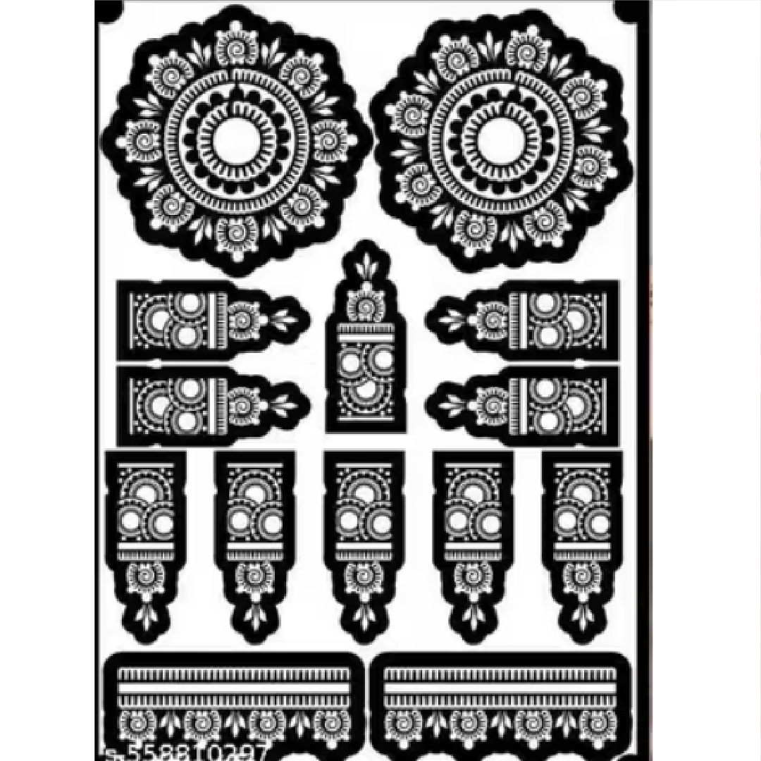 Dual Mandala Minimalist Mehndi Design Stencil