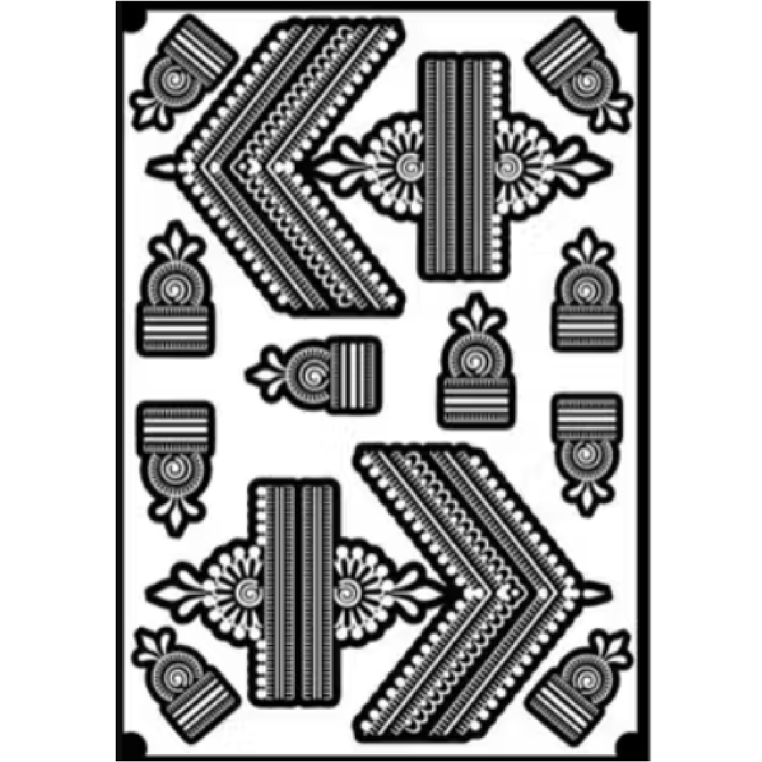 Layered Traditional Pattern Mehndi Stencil
