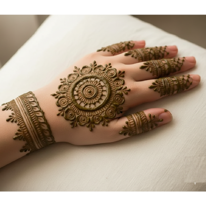 Elegant Circular Floral Mehndi Design Stencil