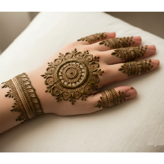 Elegant Circular Floral Mehndi Design Stencil