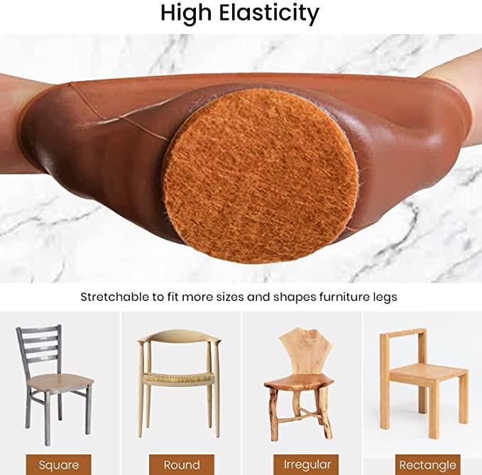 NOBILEA Silicone Chair Leg Protectors with Felt for Hardwood Floors (6PCS), Silicone Furniture Leg Cover Pad for Protecting Floors from Scratches and Noise, Smooth Moving for Chair Feet.