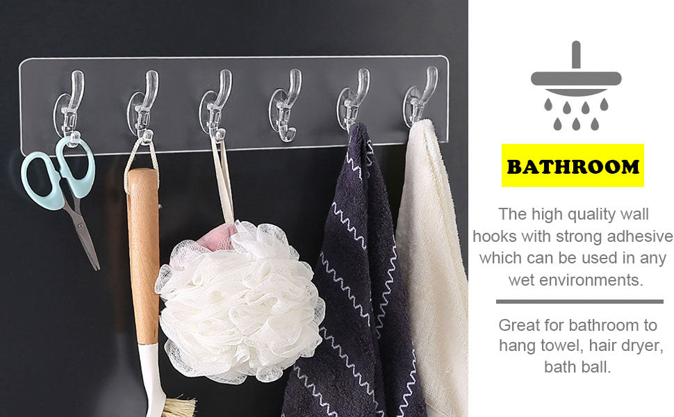 6-in-1 Wall Hook: Versatile, Durable, and Transparent