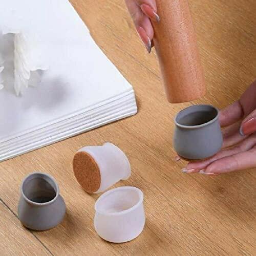 NOBILEA Silicone Chair Leg Protectors with Felt for Hardwood Floors, Silicone Furniture Leg Cover Pad for Protecting Floors from Scratches and Noise, Smooth Moving for Chair Feet.