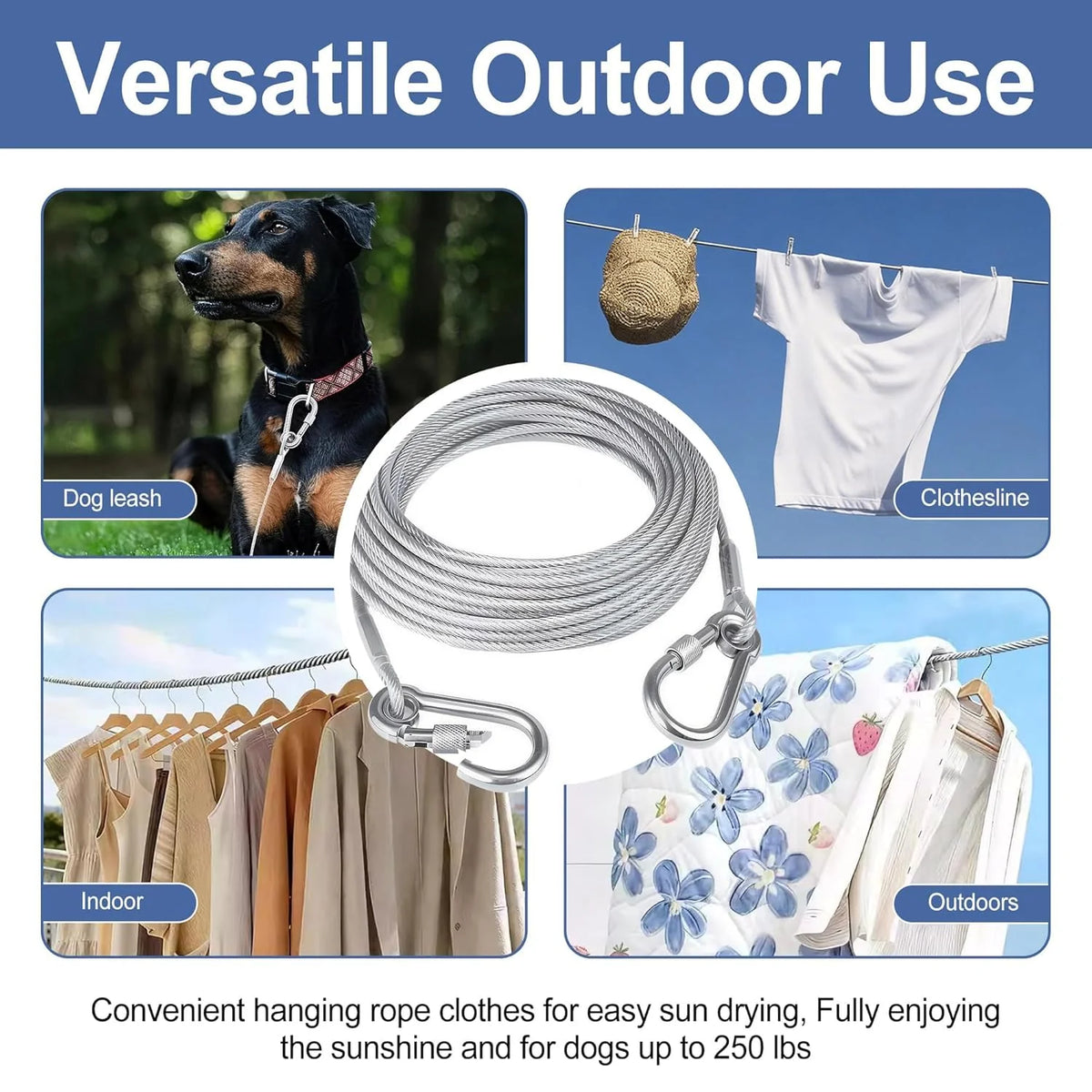 Heavy Duty Stainless Steel Wire Rope Clothesline