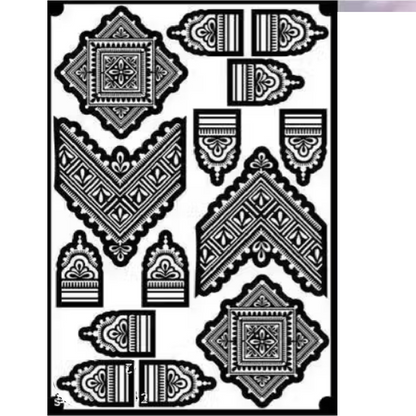 Geometric Diamond Mehndi Design Stencil