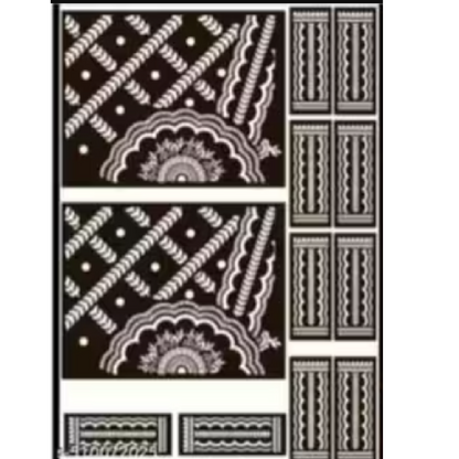 Gridded Mehndi Pattern with Floral Edges Stencil