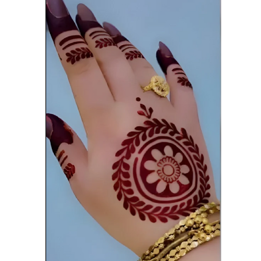 Minimal Floral Circle Mehndi Stencil
