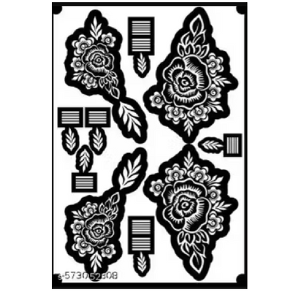Elegant Rose Mehndi Design Stencil