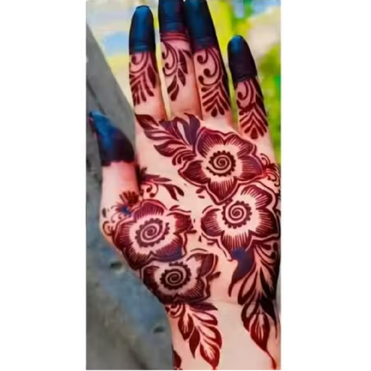 Bold Spiral Floral Mehndi Pattern Stencil