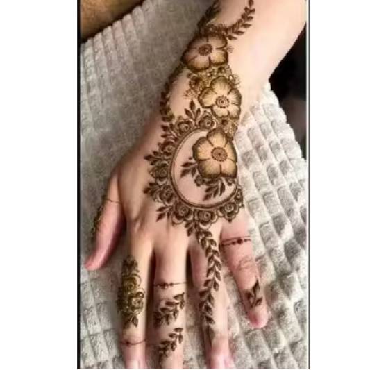 Delicate Floral Chain Mehndi Design Stencil