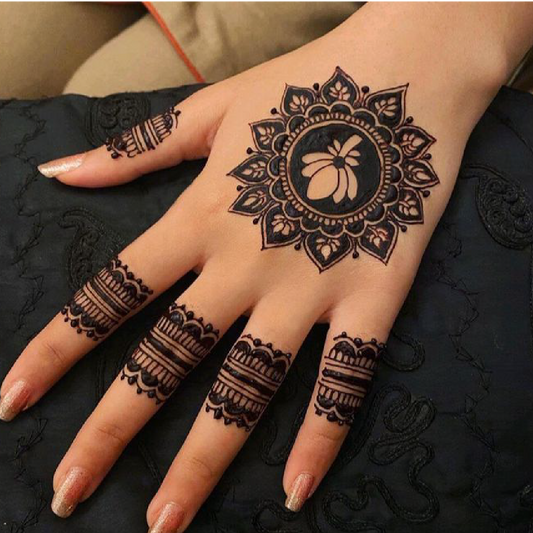 Bold Floral Mandala Mehndi Design Stencil