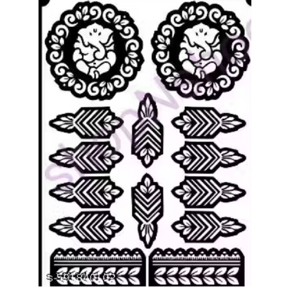 Simple Mandala with Leaf Finger Patterns Stencil
