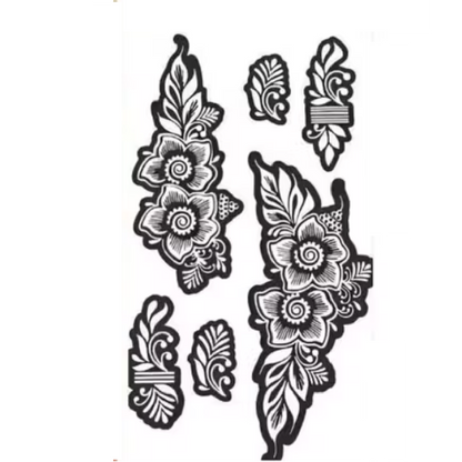 Bold Spiral Floral Mehndi Pattern Stencil