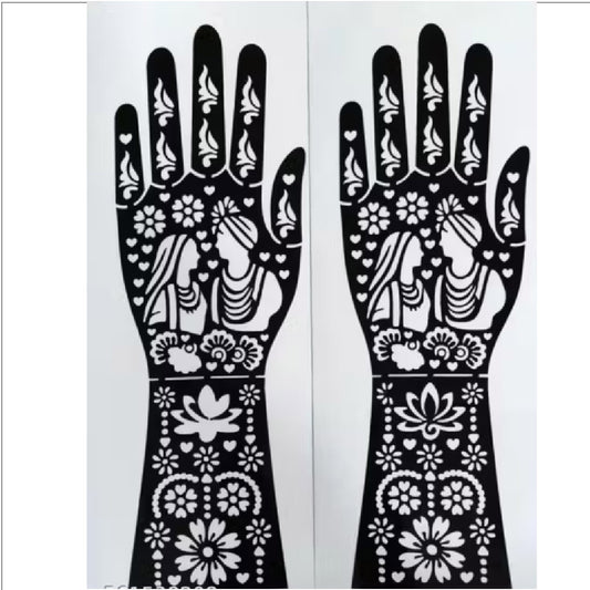 Bride and Groom Theme Mehndi Design Stencil